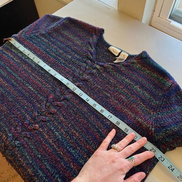 Liz Claiborne Comfy Blue Rainbow Loose Soft Knit Oversized Pullover Sweater - M - Picture 8 of 10